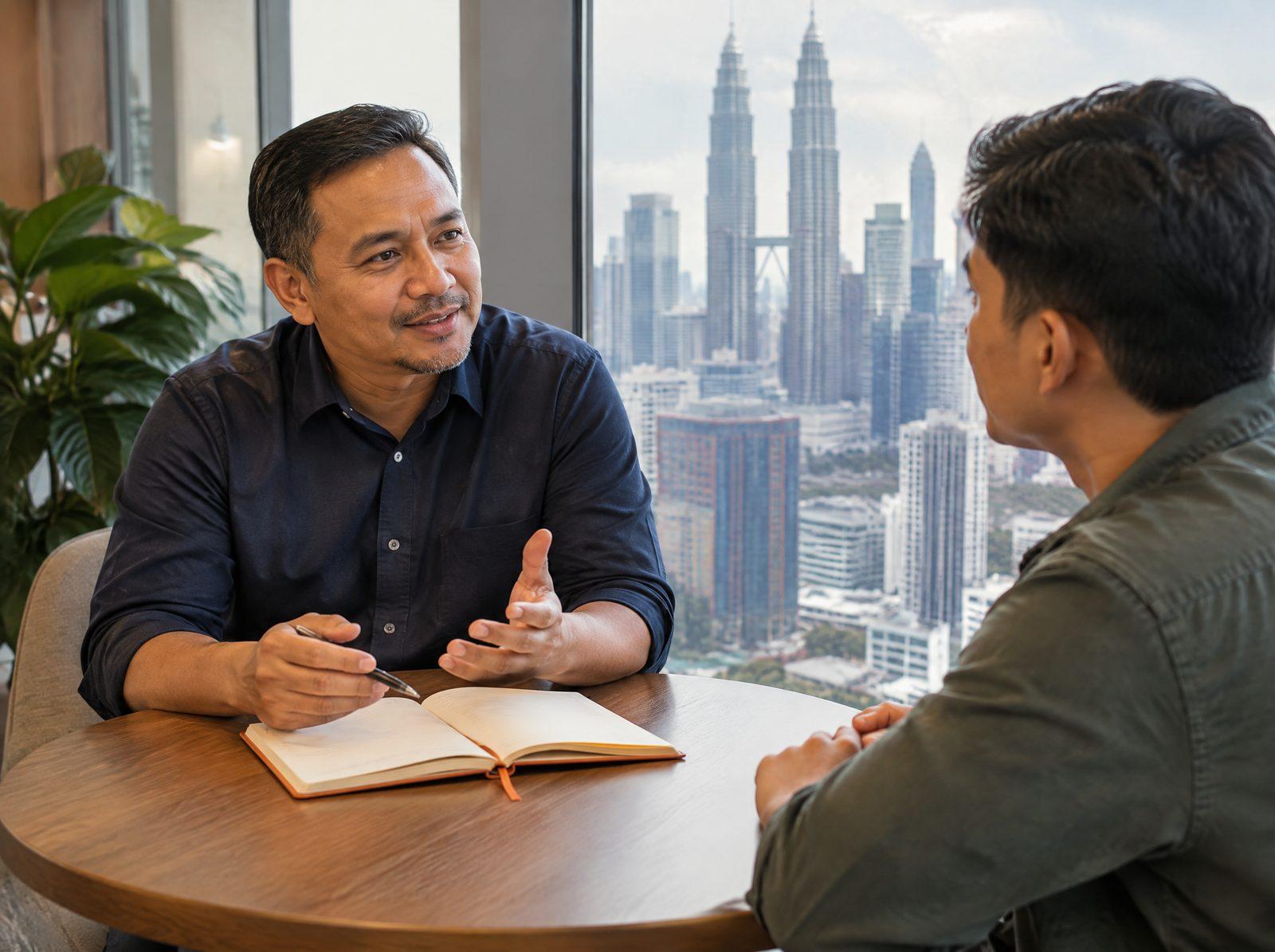 Team lead in a calm one-to-one conversation with a team member by a window